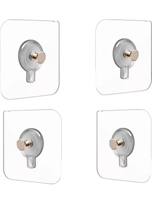 Misda Store Home 4 Adet Yapışkanlı Duvara Monte Vida Kancaları, Iz Bırakmayan Asma Çivi Kancaları Tutucular Vidalar, Banyo Mutfak Oturma Odası Için Dekoratif Tablolar Asmak Için Şeffaf Vida Duvar Çivisi