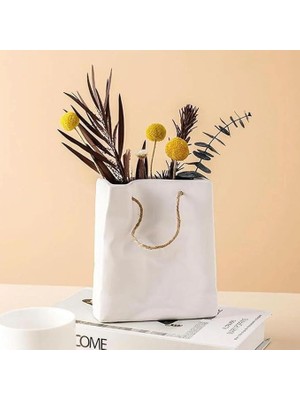 Misda Store Seramik Çanta Şeklinde Vazo CB001-WH (Beyaz)