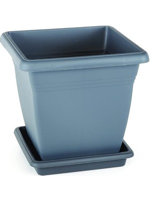 Misda Store VK03 Villa Kare Saksı No:3 Tabaklı 32 Cm, 17 Litre Antrasit