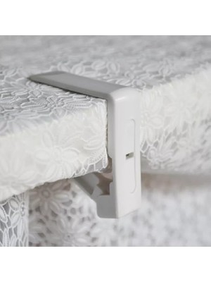 Misda Store Plastik Masa Örtüsü Tutacağı Yaylı Mandal Kayma Önleyici Tutucu Sabitleyici Kıskaç Klips Aparat (Beyaz, 8'li)