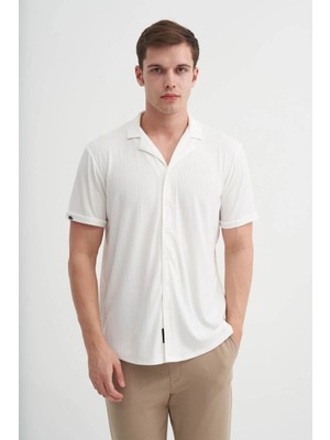 Cazador Regular Fit Örme Beyaz Erkek Gömlek 20410