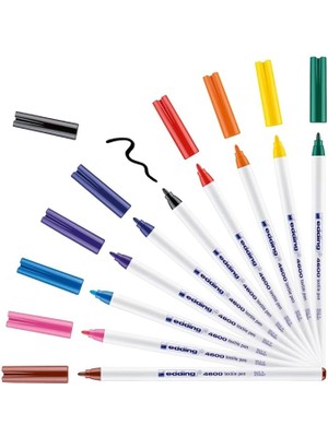 Misda Store 4600 Tekstil Kalemi - 10 Renk Seti (Temel) - Yuvarlak Uç 1 mm
