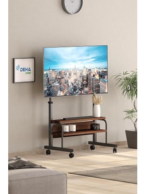 Misda Store Tekerlekli Yükseklik Ayarlı Tv Duvar Paneli Tv Standı Konsol Hareketli Televizyon Ünitesi