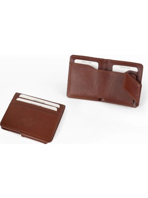 Gencer Leather Deri Kartlık Mıknatıslı Kahverengi