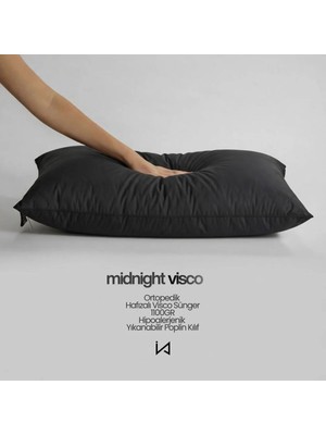 İz Home Midnight Visco | Hafızalı Sünger Ortopedik Yastık | Hipoalerjenik Siyah Kumaş | 45X65 cm | 1000GR