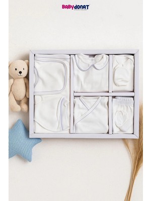 Çamaşır Kenti Yaka Detaylı 10 Parça Kutulu Erkek Bebek Hastane Çıkış Seti