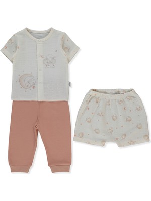 Bebetto Müslin Patiksiz Pijama Takımı 3lü (Pıllowy) Kiremit