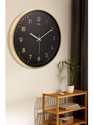 Leaf Shop 717-A-4 Serisi Klasik Rakamlı Metal Görünümlü Sessiz Akar Modern Duvar Saati 40 cm