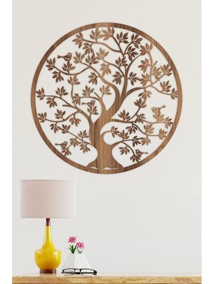 Leaf Shop - Yaşam Ağacı Duvar Dekoru-Süsü, Lazer Kesim, Ahşap Dekoratif Tablo, KAHVERENGI-021 Kahverengi 48 x 48, Oturma Odası, Duvar Sanatçı