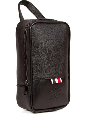 Leaf Shop A Dos Erkek Siyah Vegan Deri Tıraş Seyahat Kozmetik Portföy Bakım El Çanta Günlük