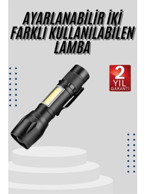 Aesco El Feneri Uzun Menzilli USB Şarj Edilebilir Kamp Lambası - Lisinya