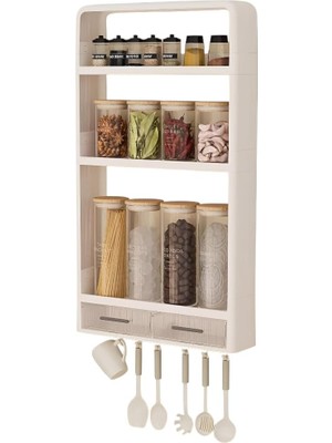 Storemax Defyasell Mallart® Yapışkanlı ve Geçmeli Duvara Monte Çok Amaçlı Organizer Raf Sistemi – Vida Gerektirmez, Mutfak ve Banyo Için Askılı, Çekmeceli Duvar Rafı (Beyaz)