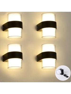 Misda Store LED Lamba 12W Gün Işık 3200K Bahçe Teras Iç&dış Mekan Dekoratif LED Aplik Aydınlatma (4 Adet)