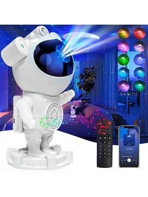 Misda Store Astronot Projektör Bluetooth Bağlantılı ve Uzaktan Kumandalı Ambians Gece Lambası Uzay Efektli Galaksi ve Yıldız Yansıtma 12CM x 22CM MXS-003 (MXS-003)