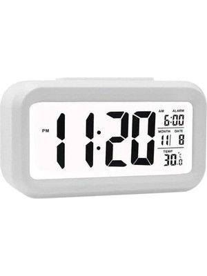 Misda Store Akıllı Dijital Masa Saati Alarmlı Karanlık Sensörlü Fotoselli - Beyaz