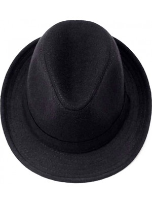 Aesco Çocuk Boy Siyah Kumaş Fötr Şapka Gösteri Şapkası Michael Jackson Şapkası 54 No - Lisinya