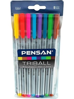 Misda Store 8 Parça Renkli Tükenmez Kalem Seti Tek Ebat Pensan Triball