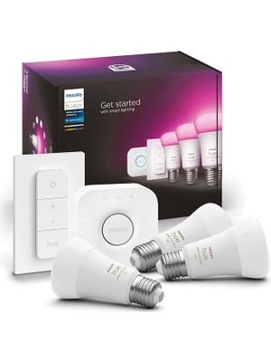 Misda Store Huewca 9-75W Renkli Akıllı Başlangıç Seti 3'lü Kumandalı E27 Bluetooth Özellikli