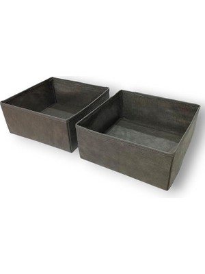 Misda Store Room Antrasit 2'li Çekmece Içi Düzenleyici Organizer Set - Çok Amaçlı Dolap Içi Kutu Seti (28 * 28 * 13CM)