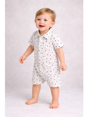 Chicsy Baby Erkek Bebek Günlük Yazlık Tulum Pamuklu Kısa Kollu