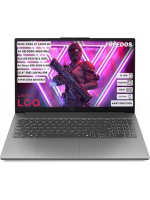 Misda Store Loq Intel Core I7 12650HX 16GB 512GB SSD RTX4050 Freedos 15.6" Fhd Taşınabilir Bilgisayar 83LK002VTR