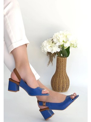 Trivogue Alessi Mavi Rugan Topuklu Ayakkabı