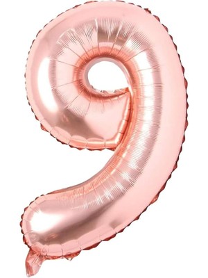 Misda Store Balon 9 Rakamı Helyum Balon 76 cm (Rosegold)