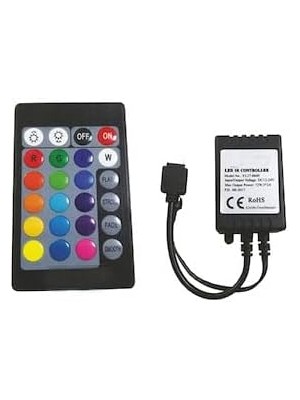 Misda Store Şerit LED Kontrol Cihazları - Bluetooth, Sese ve Müziğe Duyarlı, 24 Tuşlu - 6 Amper, 10 Metreye Kadar Rgb Şerit LED Çalıştırır (1, 6 Amper 24 Tuşlu)