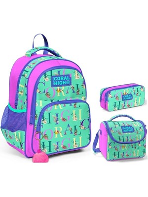 Misda Store High Yeşil Pembe Kız Çocuk Üçlü Ilkokul Okul Çanta Seti