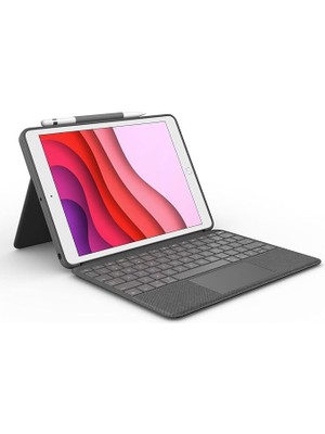 Misda Store Combo Touch Klavyeli iPad Kılıfı, Ayrılabilir, Trackpad ve Smart Connector Özellikli, Arka Aydınlatma ve Destek Ayaklı Klavye, iPad 10.2 Inç 7. 8. ve 9. Nesil ile Uyumlu, Gri