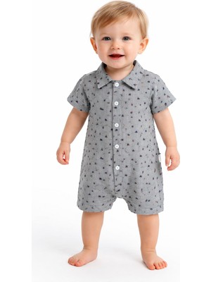 Chicsy Baby Erkek Bebek Günlük Yazlık Tulum Pamuklu Kısa Kollu