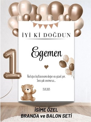 Bkmc Party Isimli Ayıcık Konseptli Balonlu Doğum Günü Duvar Brandası 40 Balon ve Yaş Balonlu Arkaplan Seti