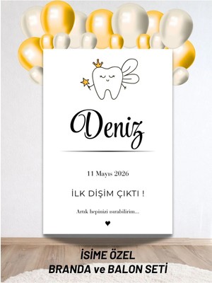 Bkmc Party Isimli Dişim Çıktı Konseptli Balonlu Doğum Günü Duvar Brandası 40 Balon ve Yaş Balonlu Arkaplan Seti
