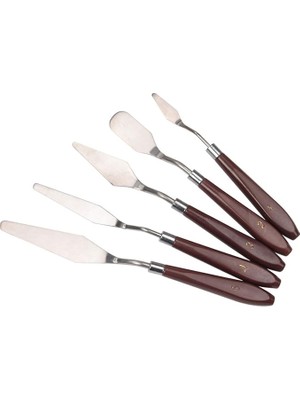 Misda Store 5 Parça Palet Bıçağı Boyama Araçları, Yağlıboya Karıştırma Kazıyıcı, Paslanmaz Çelik Boyama Bıçak Seti, Boya Sanatı Renk Karıştırma Için Plastik Saplı Sanat Spatula Bıçakları