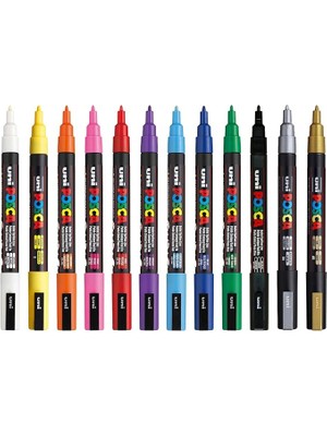 Misda Store Posca Markör Kalem 3m Set 0.9-1.3 mm Keçe Uçlu (12'li Set)