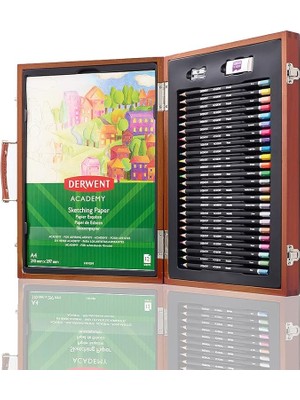 Misda Store Academy Ahşap Kutuda Boyama Hediye Seti, 27 Parçalı Sanatçı Seti, Renkli Kalemler, Pastel Tebeşirler ve Aksesuarlar, Çizim, Eskiz ve El Işi Için Ideal, Hobi Sanatçıları Için, 305950
