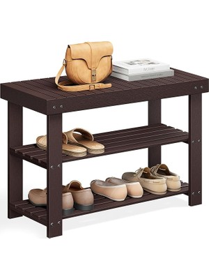 Misda Store Ayakkabı Rafı Tezgahı, 3 Katmanlı Bambu Ayakkabı Depolama Düzenleyici, Giriş Tezgahı, 250 Lbs'ye Kadar Tutar, 25 x 27,6 x 40,8 Cm, Giriş Yolu Banyo Yatak Odası Için, Kahverengi ULBS04Z