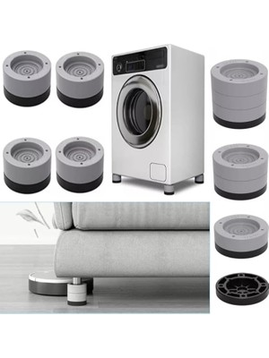 Misda Store Beyaz Eşya Ayağı Çamaşır Makinesi Mobilya Titreşim Önleyici Kaydırmaz ve Yükseltici 4 Lü Set (8,5 Cm)