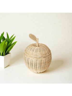 Felis Arte Doğal Bambu El Dokuması Elma, Kapaklı, Rattan ,handmade, Rustik, Bohem, Iskandinav