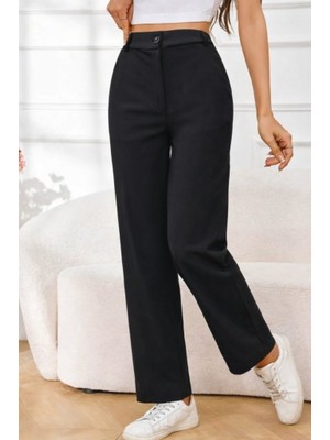 Aesco Kadın Yüksek Bel Paçaya Doğru Genişleyen Ithal Krep Pantolon