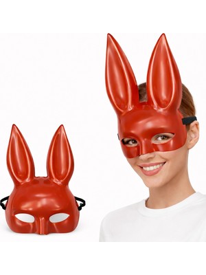 Aesco Uzun Kulaklı Kırmızı Lüks Tavşan Maskesi