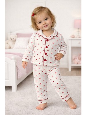 Chicsy Baby Kız Bebek Pamuklu Uzun Kollu Düğmeli Bebek Pijaması Yumuşak Dokulu Nefes Alabilen Bebek