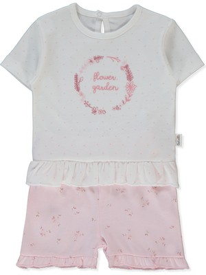 Bebetto Interlok Şortlu Pijama Takımı 2li (Flower Garden) Pembe