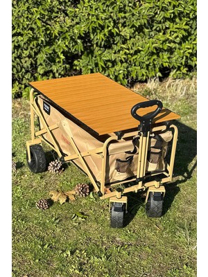 Nurcamp Kamp Arabası Masalı Katlanır Taşıma Büyük Vagon Pazar Alışveriş Arabası Frenli ve Geniş Tekerlekli