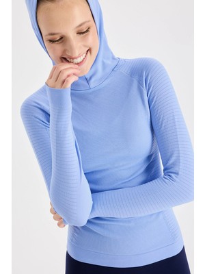 COMEUP Uzun Kollu Kapüşonlu Sweatshirt Mavi