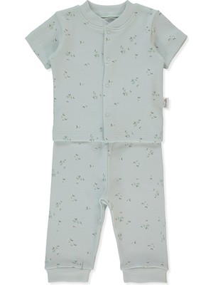 Bebetto Interlok Patiksiz Mini Pijama Takımı 2li (Flower Garden) Mint