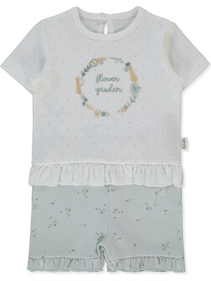 Bebetto Interlok Şortlu Pijama Takımı 2li (Flower Garden) Mint