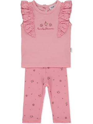 Bebetto Raporlu Interlok Tayt 2li Takım (Lovely Flowers) Pembe