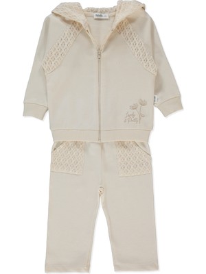 Bebetto Iki Ip Hırka 2li Takım (Lacy Gırl) Bej