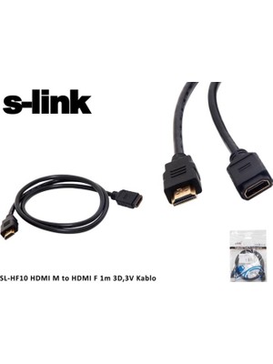Ronanna S-Link SL-HF10 Hdmı M To Hdmı F 1 mt 3D,3V Kablo Hdmı Erkek To Hdmı Dişi Uzatma